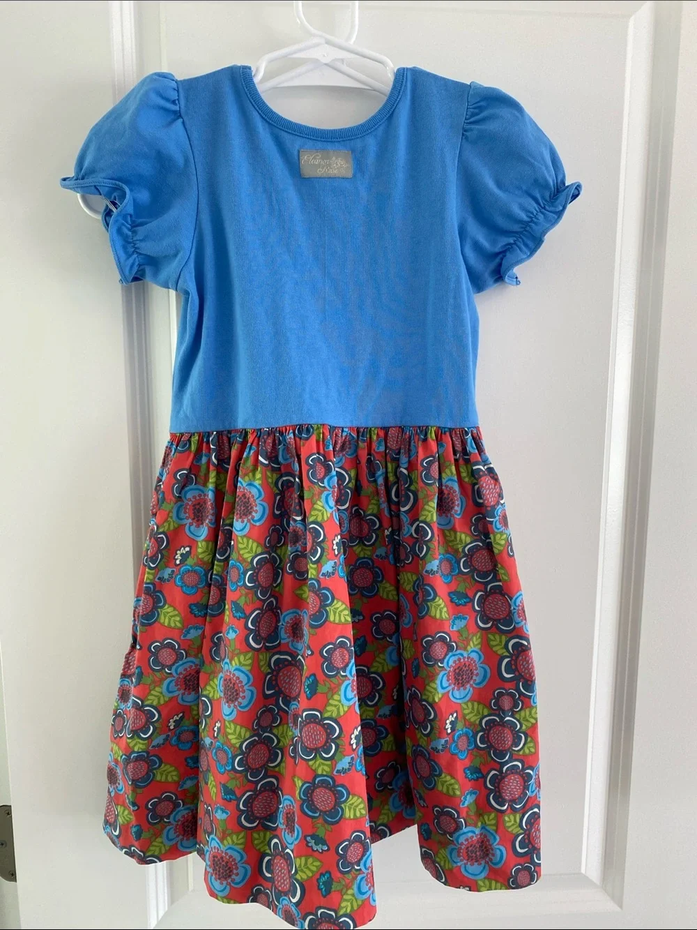 Girls Puff Sleeve Floral Dress size 7-8